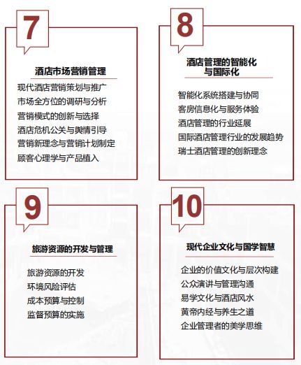 酒店管理与旅游研修班的特色